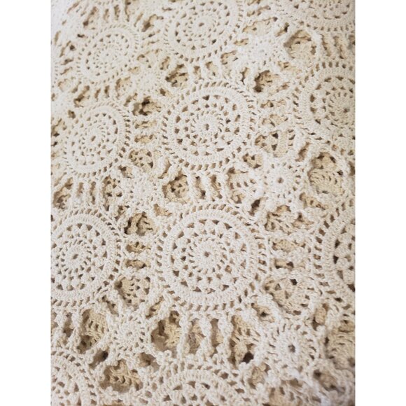 Italian Cotton Hand Made Tan Crochet Table Cloth  63 x 84 Inches - Picture 8 of 10